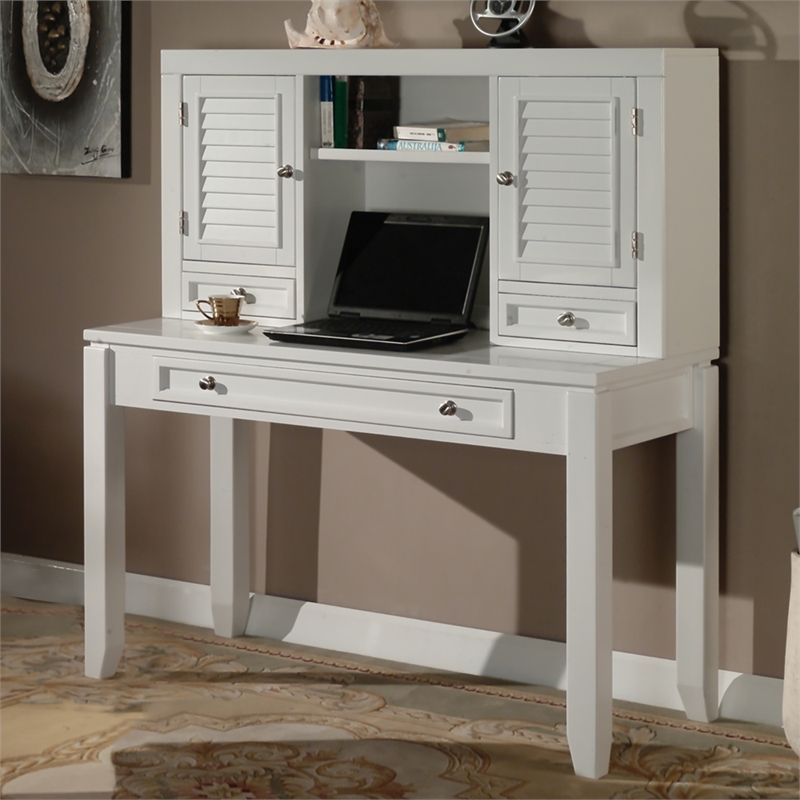 Parker House Boca Solid Wood Home Office Desk with Hutch in Cottage White