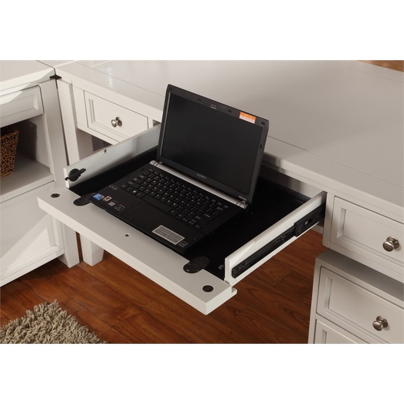 Parker House Boca Solid Wood 3PC L-Shaped Home Office Desk in Cottage White