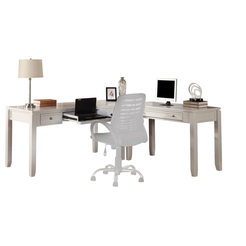 Parker House Boca Solid Wood 3PC L-Shaped Home Office Desk in Cottage White