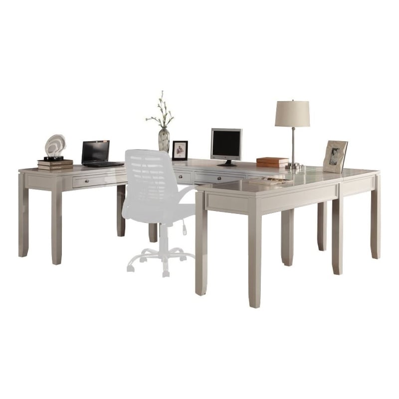 Parker House Boca Solid Wood 5PC U-Shaped Home office Desk in Cottage White