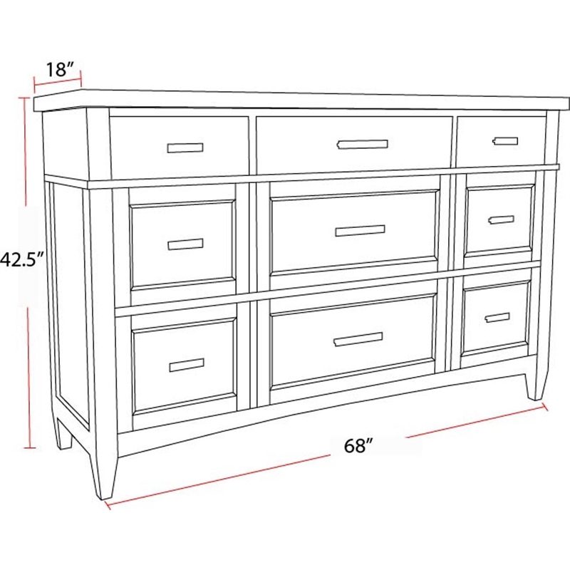 Parker House Americana Modern Queen Shelter Bed 2 Nightstands and Dresser Mirror