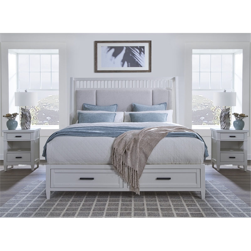 Parker House Americana Modern Bedroom Queen Shelter Bed with 2 Nightstands