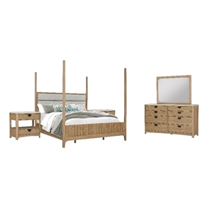 Parker House Escape King Poster Bed with 2 Nightstands and Dresser with Mirror