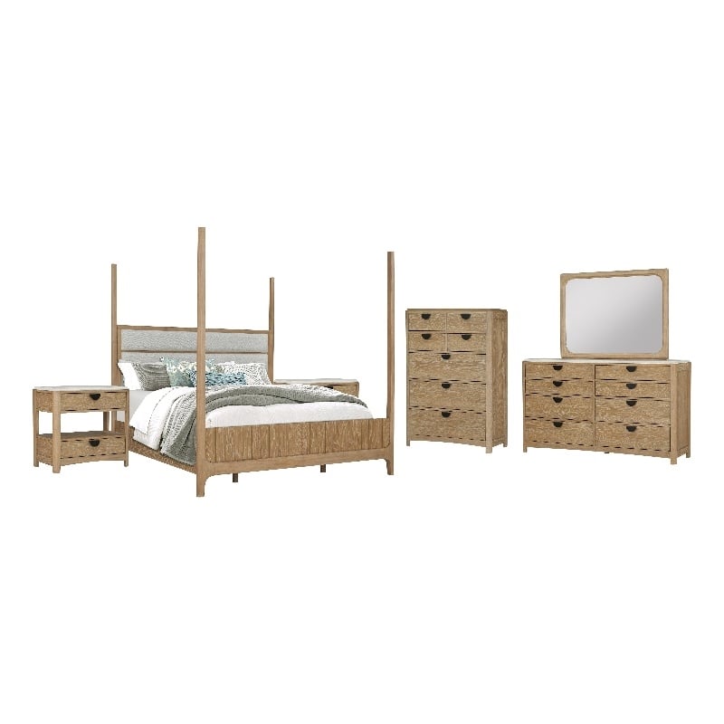 Parker House Escape King Poster Bed 2 Nightstands Dresser with Mirror and Chest