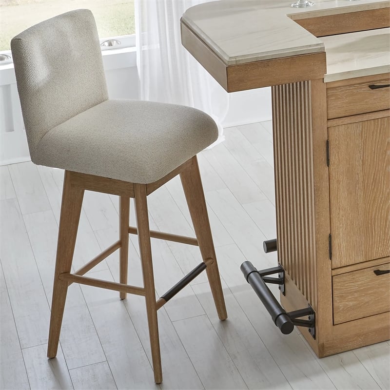 Parker House Escape Dining Upholstered Swivel Barstool in Natural Finish