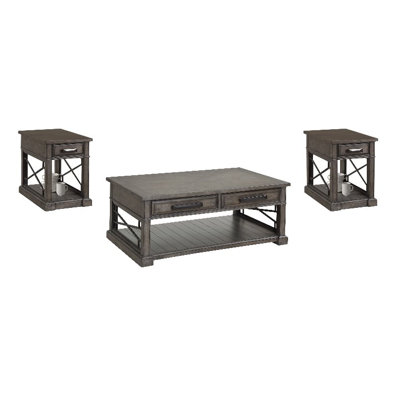 Parker House Sundance - Smokey Grey Cocktail Table with 2 Chairside Tables