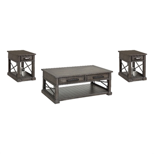 Parker House Sundance - Smokey Grey Cocktail Table with 2 Chairside Tables