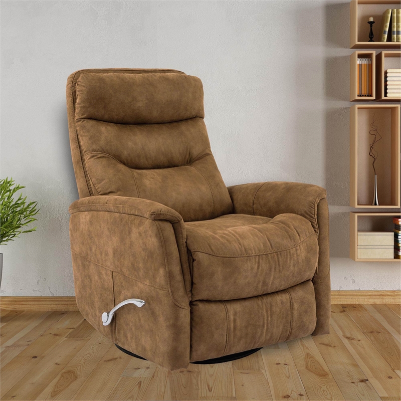Parker Living Gemini Polyester Manual Swivel Glider Recliner in Autumn Brown
