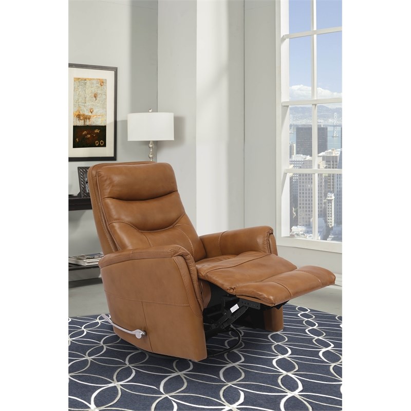 Parker Living Gemini Leather Manual Swivel Glider Recliner in Brown