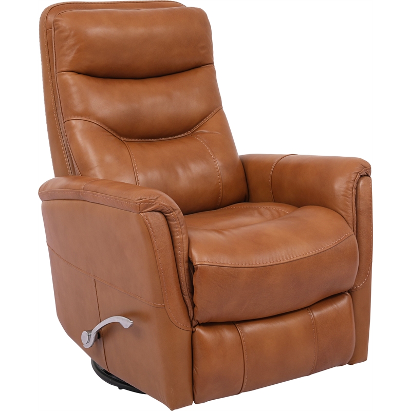 Parker Living Gemini Leather Manual Swivel Glider Recliner in Brown