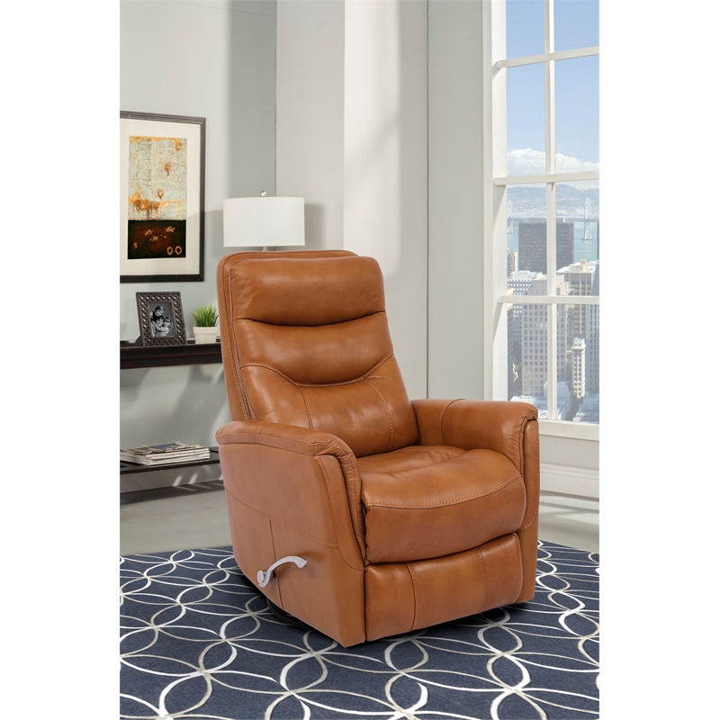 Parker Living Gemini Leather Manual Swivel Glider Recliner in Brown