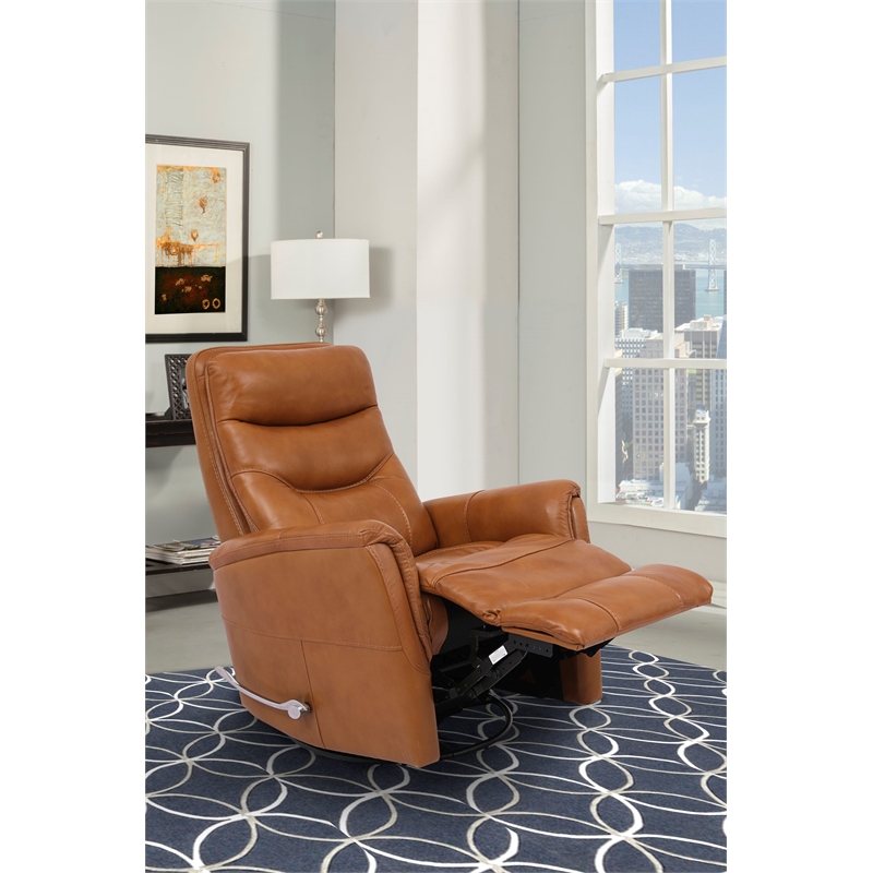 Parker Living Gemini Leather Manual Swivel Glider Recliner in Brown
