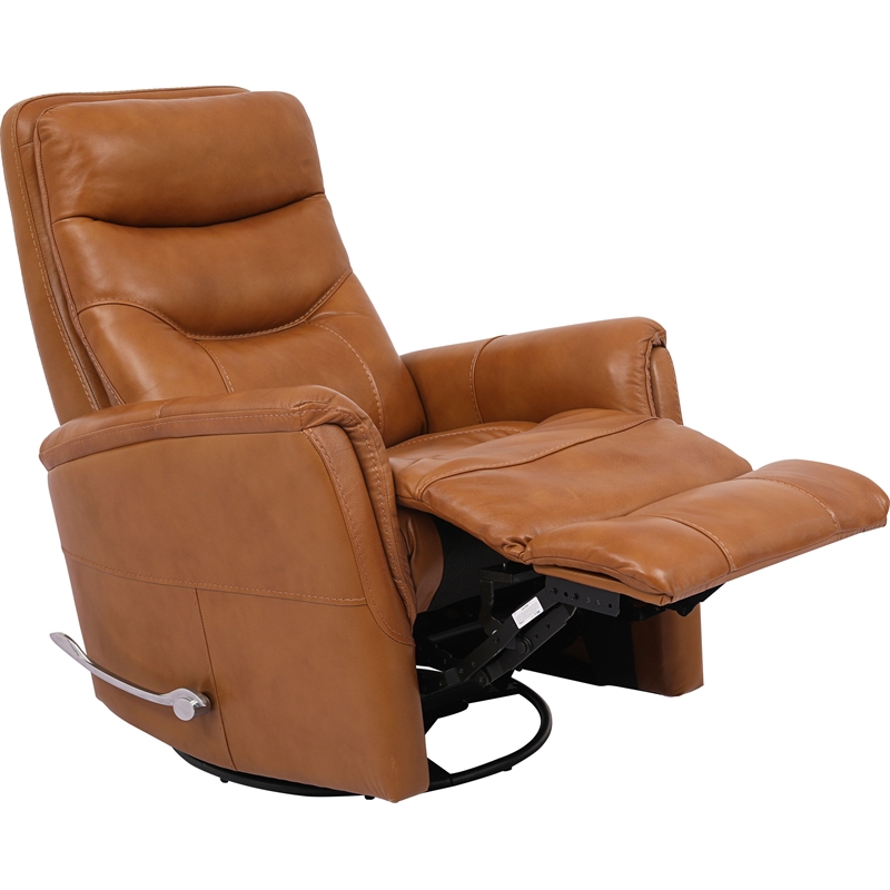 Parker Living Gemini Leather Manual Swivel Glider Recliner in Brown