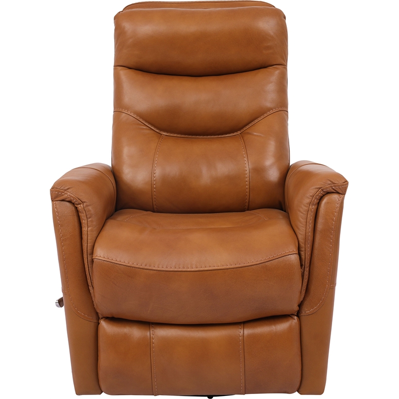 Parker Living Gemini Leather Manual Swivel Glider Recliner in Brown