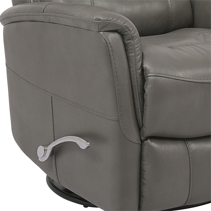 Parker Living Gemini Leather Manual Swivel Glider Recliner in Ice Gray