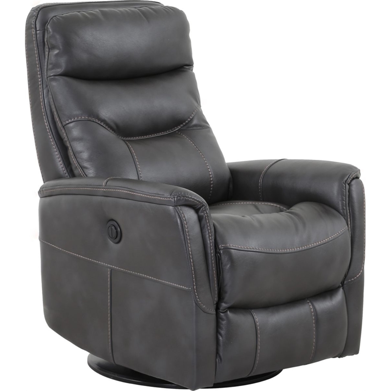 Parker Living Gemini Polyester/PU Power Swivel Glider Recliner in Flint Gray