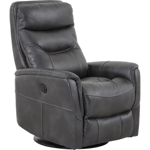 Parker Living Gemini Polyester/PU Power Swivel Glider Recliner in Flint Gray