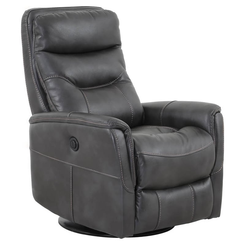 Parker Living Gemini Polyester/PU Power Swivel Glider Recliner in Flint Gray