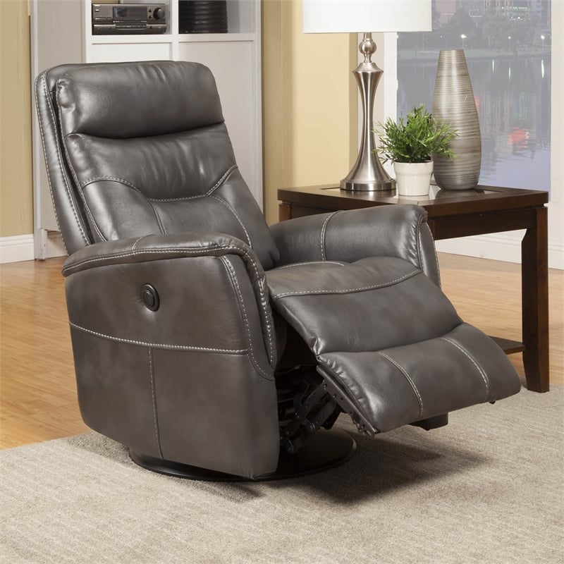 Parker Living Gemini Polyester/PU Power Swivel Glider Recliner in Flint Gray