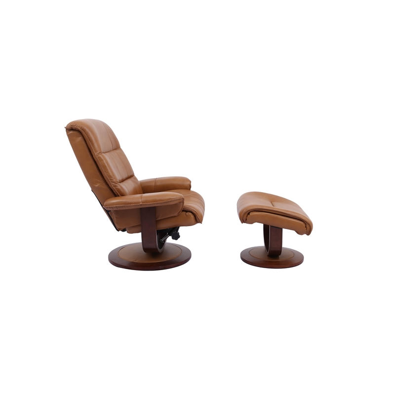 Parker Living Knight Leather Manual Reclining Swivel Chair and Ottoman in Brown