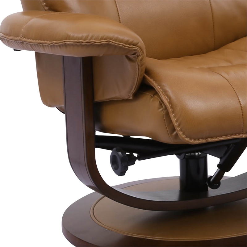 Parker Living Knight Leather Manual Reclining Swivel Chair and Ottoman in Brown