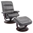 Parker Living Knight Leather Manual Reclining Swivel Chair and Ottoman in Gray