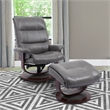 Parker Living Knight Leather Manual Reclining Swivel Chair and Ottoman in Gray