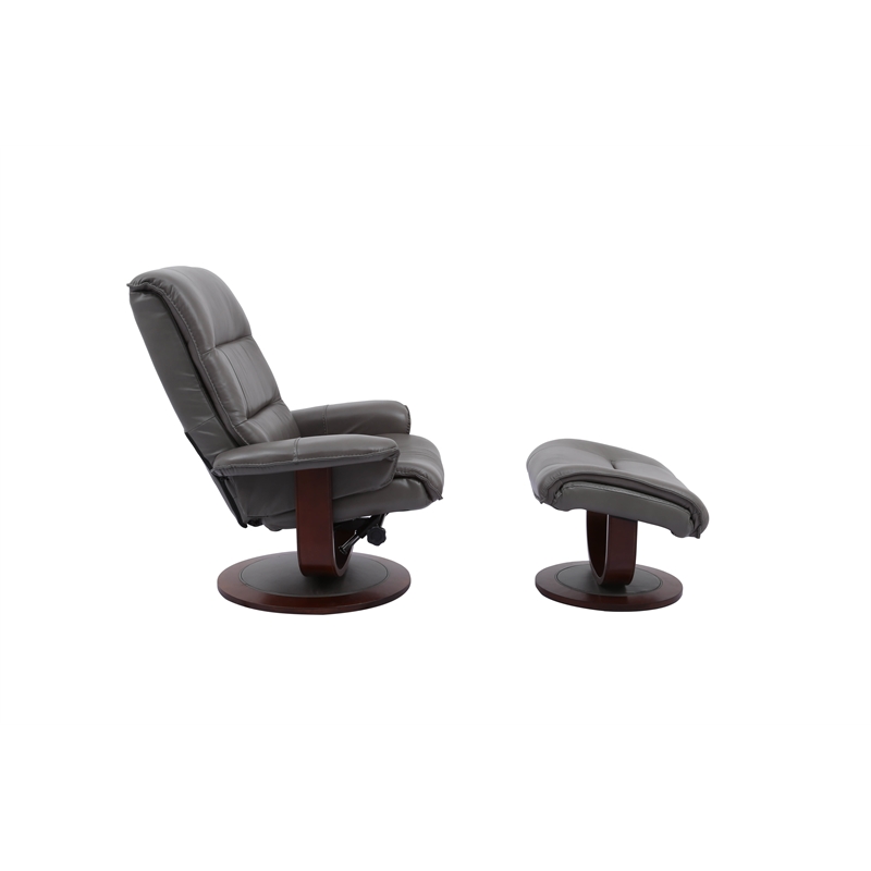 Parker Living Knight Leather Manual Reclining Swivel Chair and Ottoman in Gray