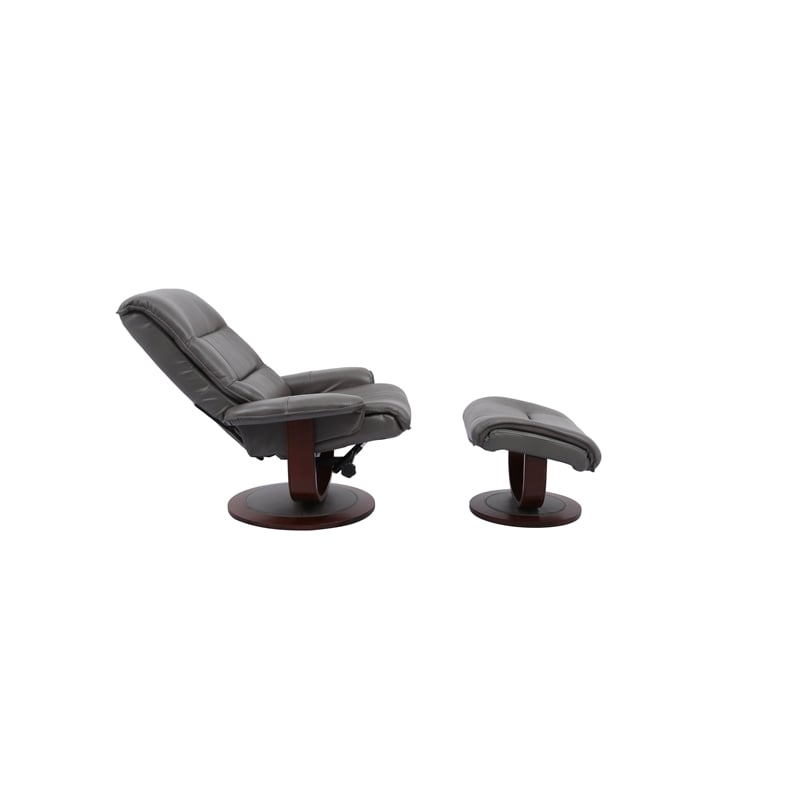 Parker Living Knight Leather Manual Reclining Swivel Chair and Ottoman in Gray