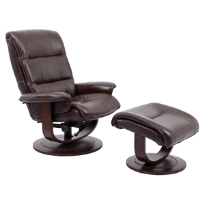 parker living knight leather manual reclining swivel chair and ottoman