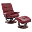 Parker Living Knight Leather Manual Reclining Swivel Chair and Ottoman in Red