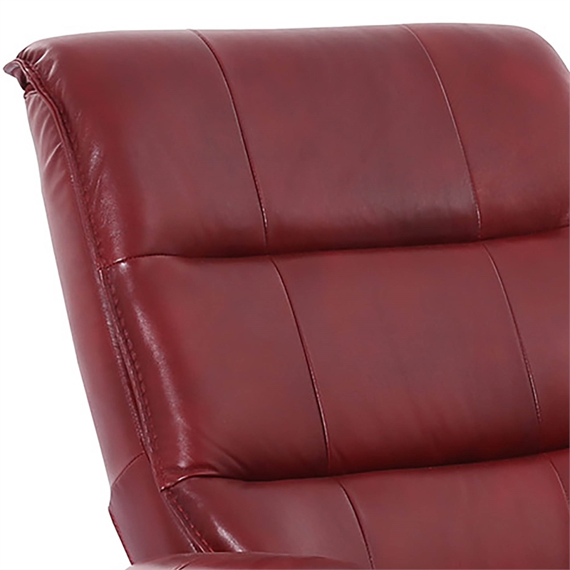 Parker Living Knight Leather Manual Reclining Swivel Chair and Ottoman in Red