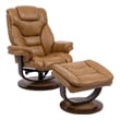 Parker Living Monarch Leather Manual Reclining Swivel Chair and Ottoman in Brown