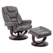 Parker Living Monarch Leather Manual Reclining Swivel Chair and Ottoman in Gray