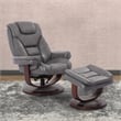 Parker Living Monarch Leather Manual Reclining Swivel Chair and Ottoman in Gray