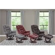 Parker Living Monarch Leather Manual Reclining Swivel Chair and Ottoman in Gray