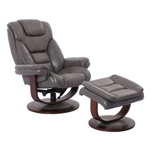 parker living monarch leather manual reclining swivel chair and ottoman in gray