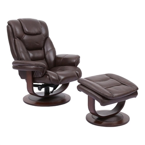 parker living monarch leather reclining swivel chair and ottoman in chocolate