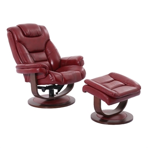 parker living monarch leather manual reclining swivel chair and ottoman in red