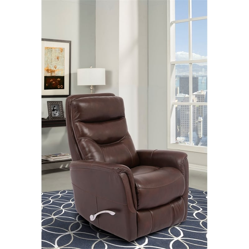Parker Living Gemini Leather Manual Swivel Glider Recliner in Chocolate