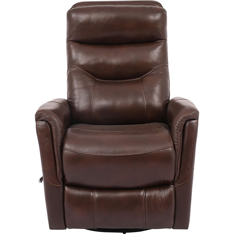 Parker Living Gemini Leather Manual Swivel Glider Recliner in Chocolate