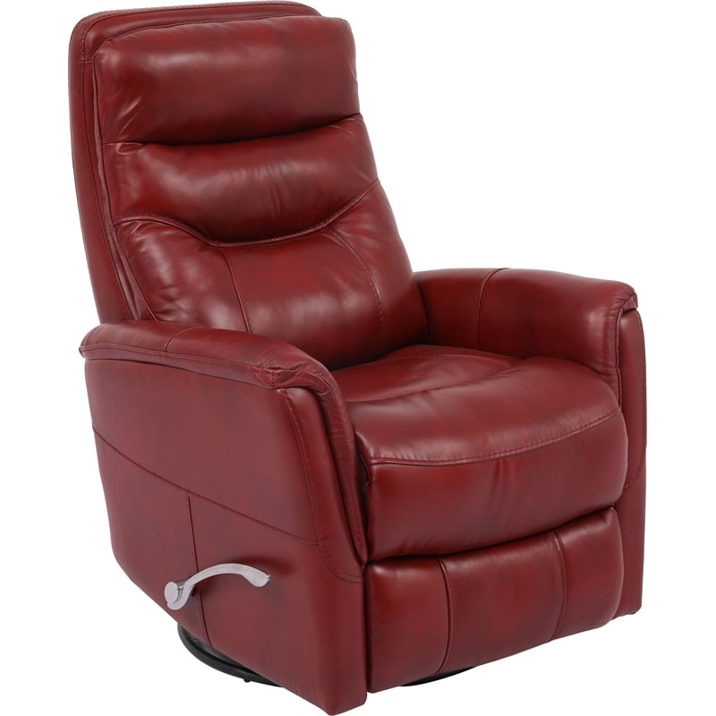 Parker Living Gemini Leather Manual Swivel Glider Recliner in Red