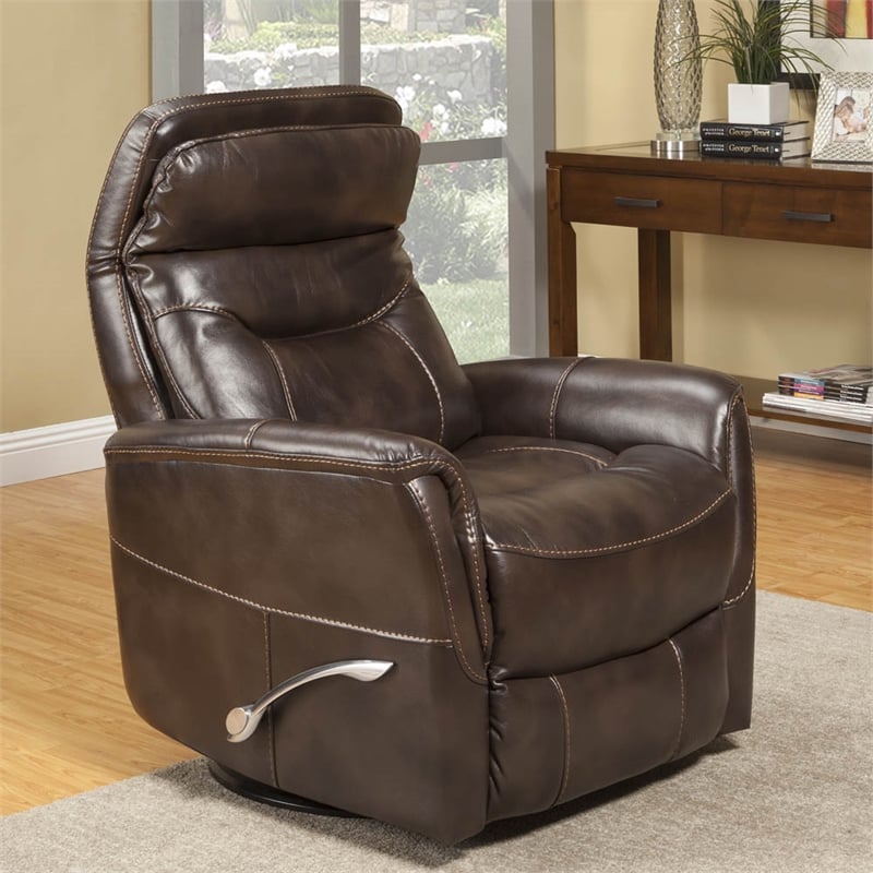 Parker Living Gemini Polyester/PU Manual Swivel Glider Recliner in Truffle Brown