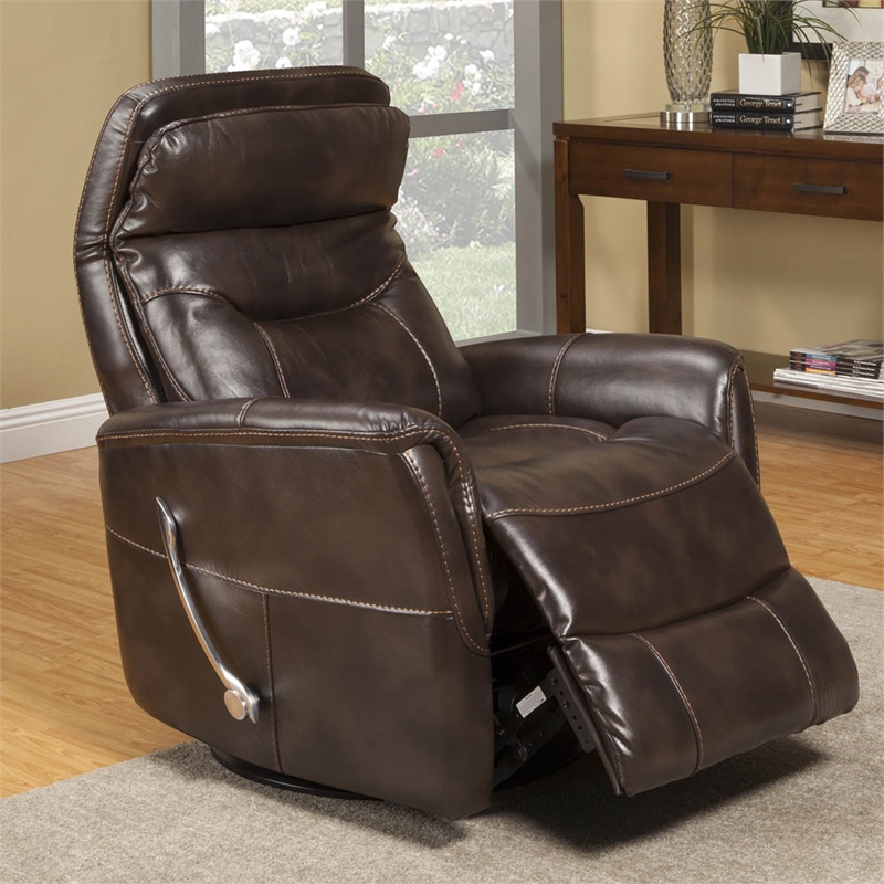 Parker Living Gemini Polyester/PU Manual Swivel Glider Recliner in Truffle Brown