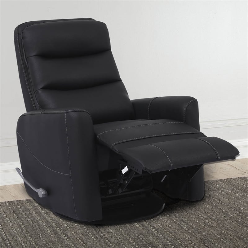 Parker Living Hercules Polyester/PU Manual Swivel Glider Recliner in Black
