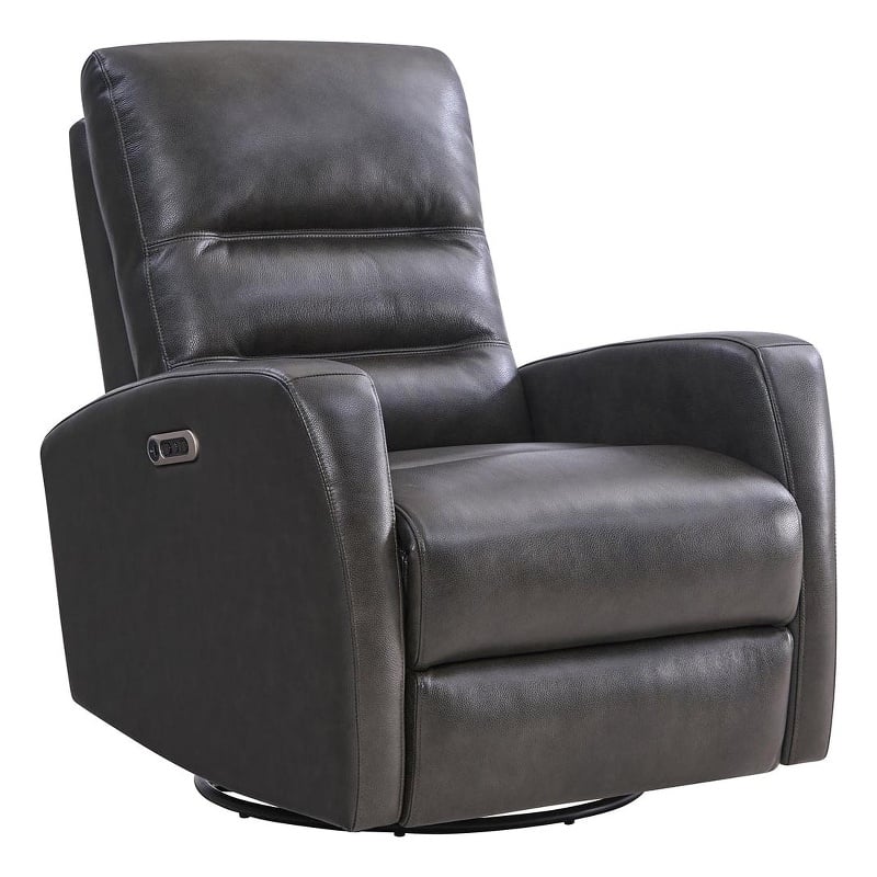 Parker Living Ringo Leather Power Swivel Glider Recliner in Gray ...