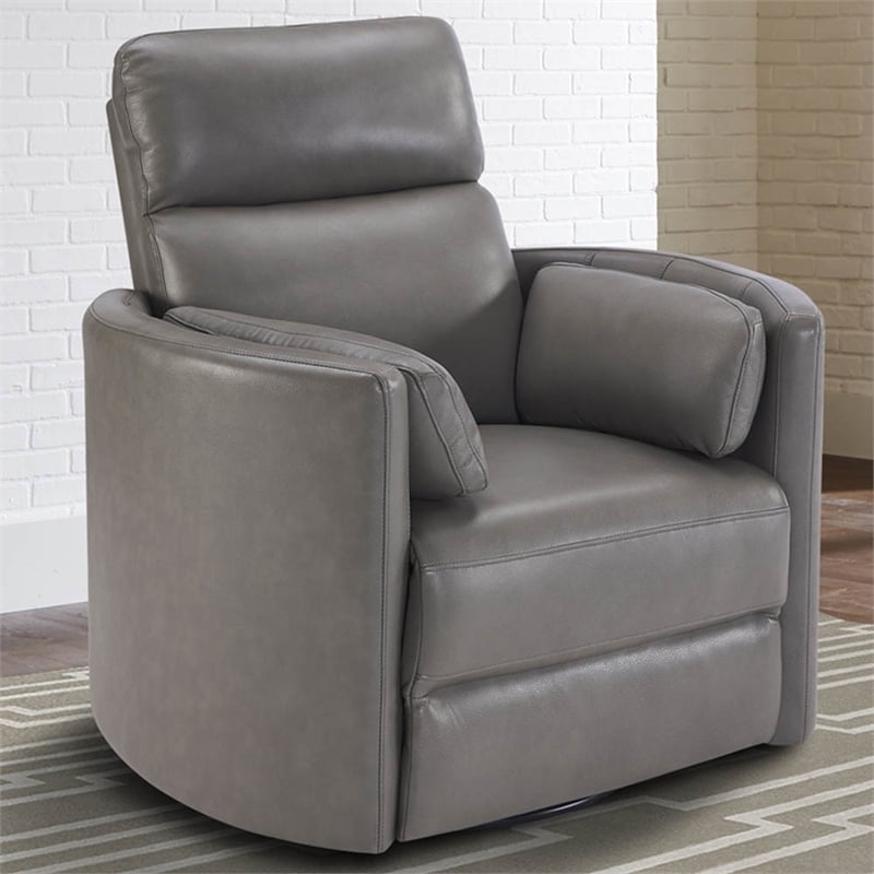 Parker Living Radius Leather Power Cordless Swivel Glider Recliner in Gray