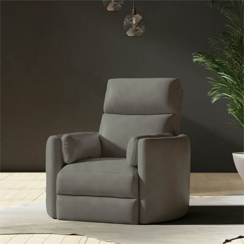Parker Living Radius Leather Power Cordless Swivel Glider Recliner in Gray