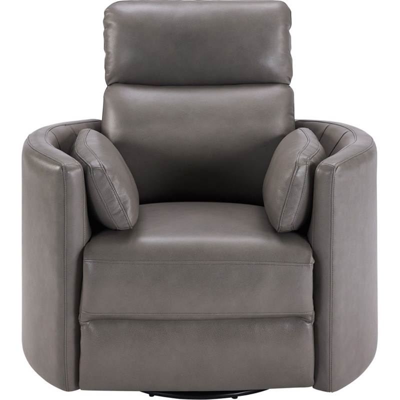 Parker Living Radius Leather Power Cordless Swivel Glider Recliner in Gray