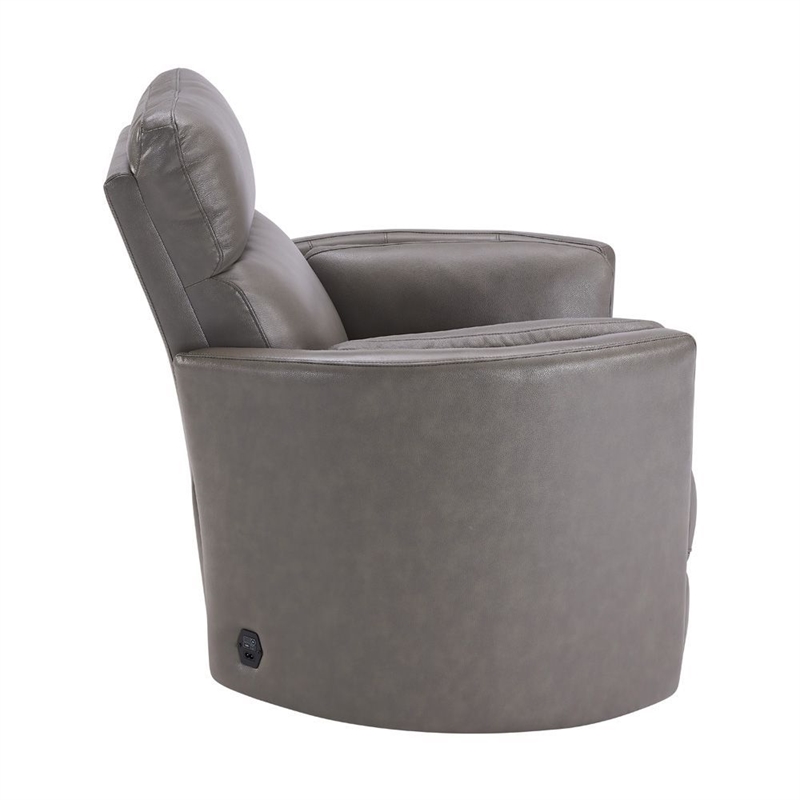 Parker Living Radius Leather Power Cordless Swivel Glider Recliner in Gray